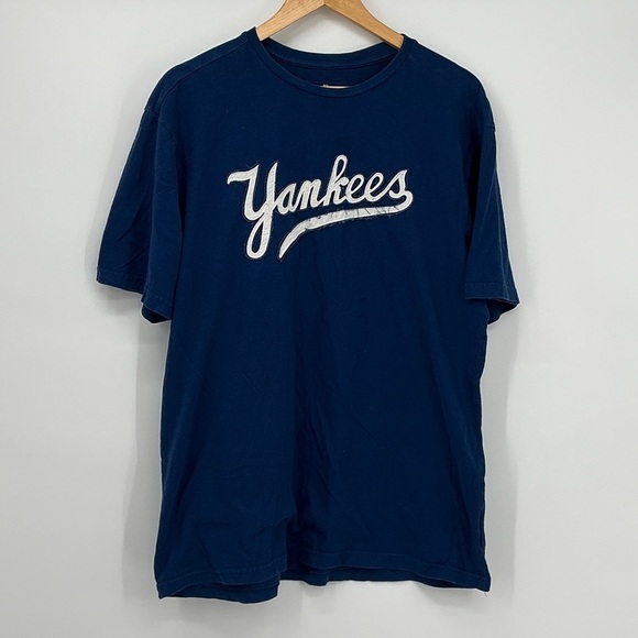 MLB New York Yankees Script Logo T-Shirt XL Navy Blue – Excellent Condition - Picture 1 of 6